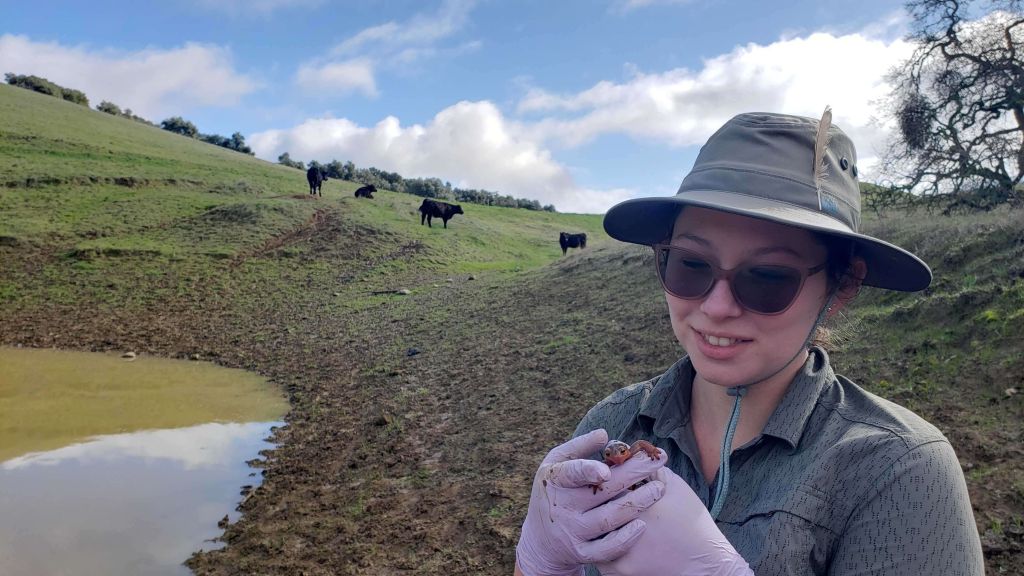 Tatum at Blue Oak holding a frog